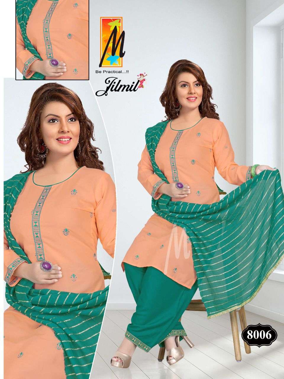 JILMIL BY MASTER 8001 TO 8008 SERIES BEAUTIFUL PATIYALA SUITS COLORFUL STYLISH FANCY CASUAL WEAR & ETHNIC WEAR HEAVY RAYON DRESSES AT WHOLESALE PRICE