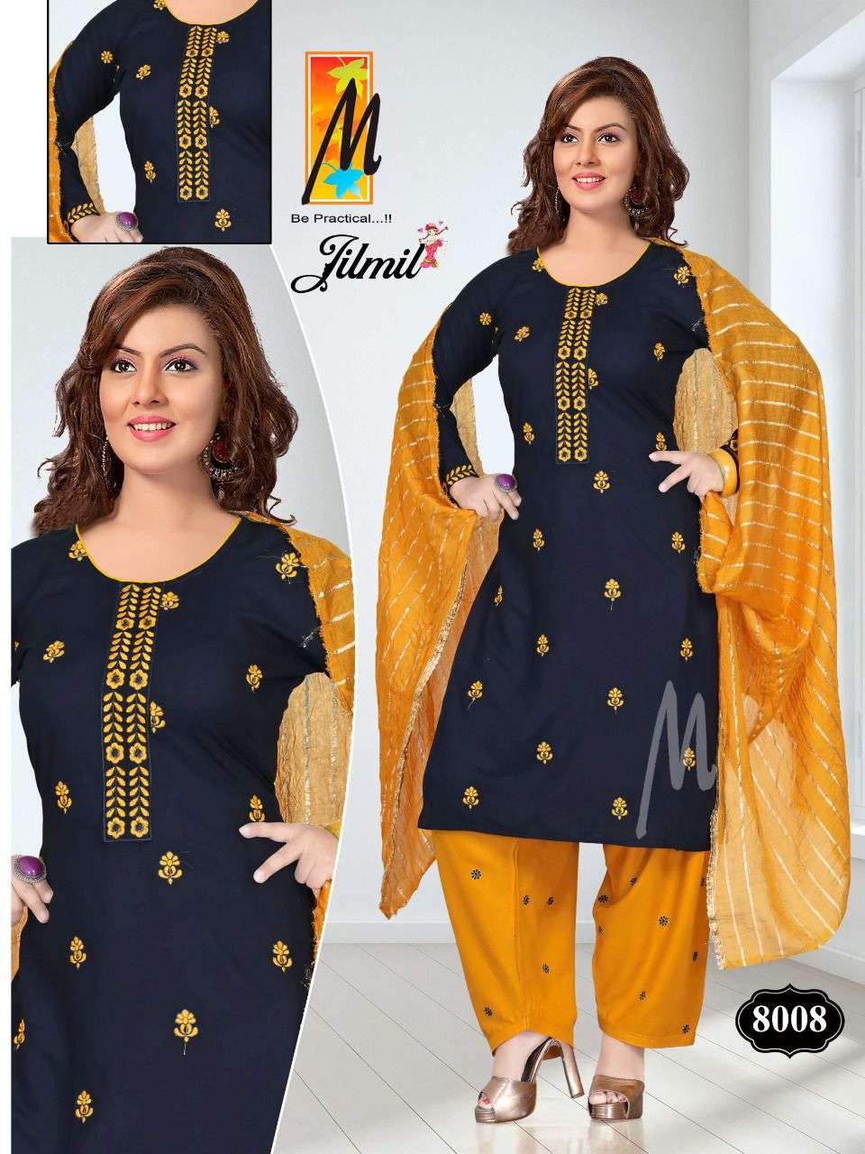 JILMIL BY MASTER 8001 TO 8008 SERIES BEAUTIFUL PATIYALA SUITS COLORFUL STYLISH FANCY CASUAL WEAR & ETHNIC WEAR HEAVY RAYON DRESSES AT WHOLESALE PRICE