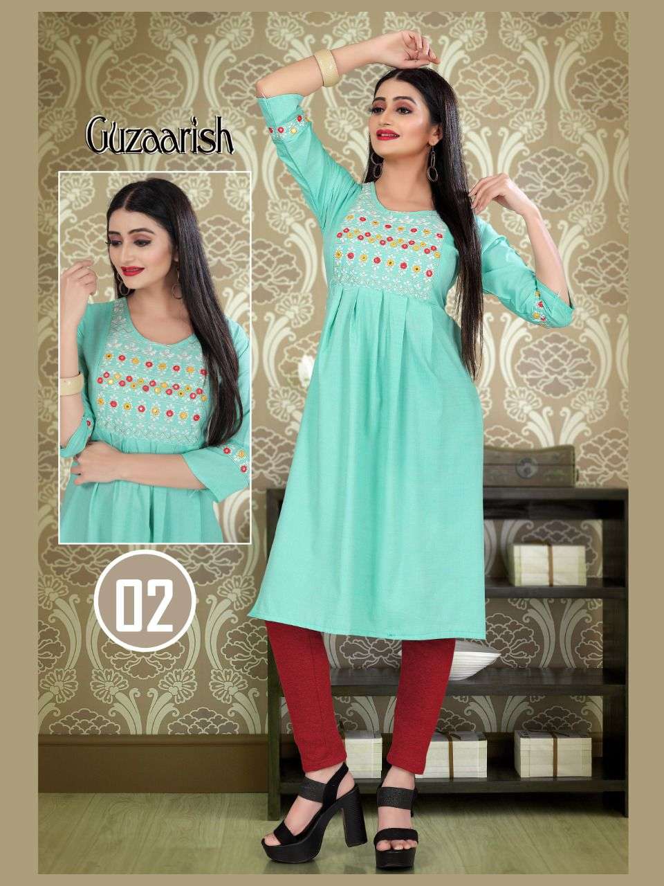 GUZAARISH BY AAGYA 01 TO 08 SERIES DESIGNER STYLISH FANCY COLORFUL BEAUTIFUL PARTY WEAR & ETHNIC WEAR COLLECTION RAYON EMBROIDERY KURTIS AT WHOLESALE PRICE