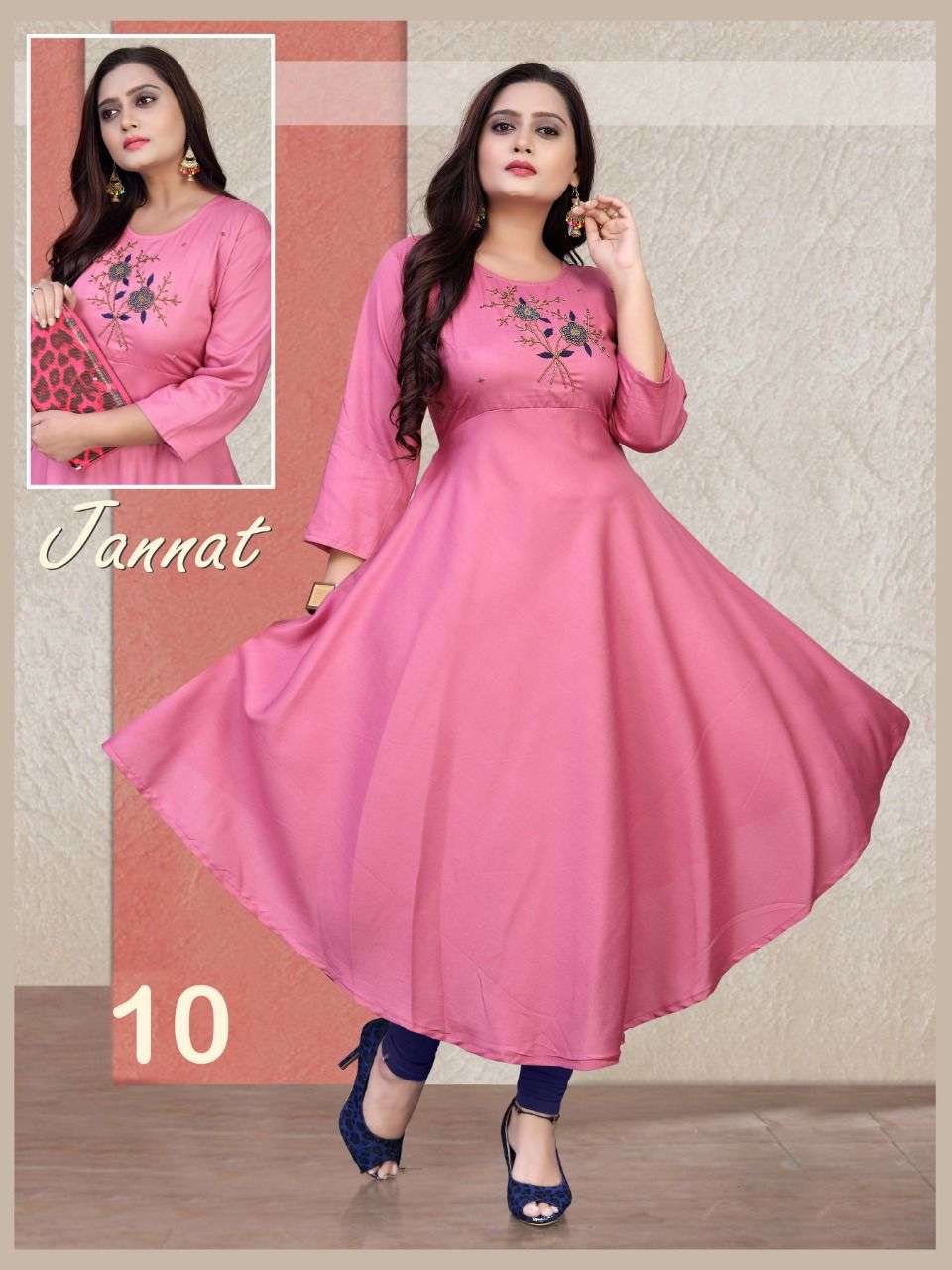 JANNAT BY AAGYA 01 TO 10 SERIES DESIGNER STYLISH FANCY COLORFUL BEAUTIFUL PARTY WEAR & ETHNIC WEAR COLLECTION RAYON EMBROIDERY KURTIS AT WHOLESALE PRICE