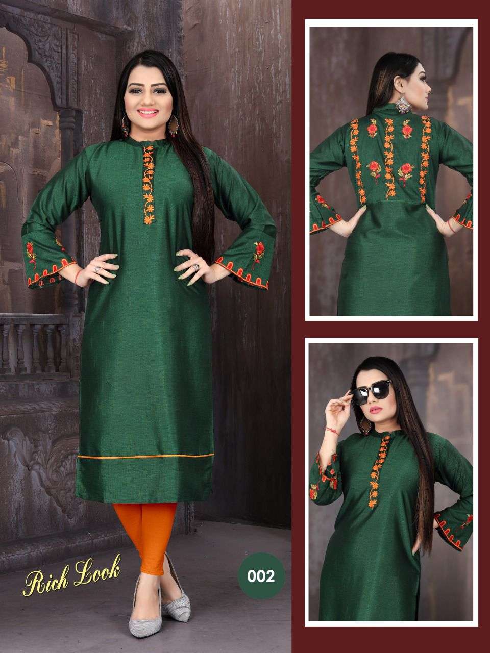 RICH LOOK BY AAGYA 001 TO 008 SERIES DESIGNER STYLISH FANCY COLORFUL BEAUTIFUL PARTY WEAR & ETHNIC WEAR COLLECTION RAYON EMBROIDERY KURTIS AT WHOLESALE PRICE