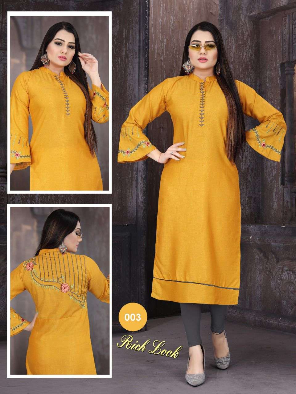 RICH LOOK BY AAGYA 001 TO 008 SERIES DESIGNER STYLISH FANCY COLORFUL BEAUTIFUL PARTY WEAR & ETHNIC WEAR COLLECTION RAYON EMBROIDERY KURTIS AT WHOLESALE PRICE
