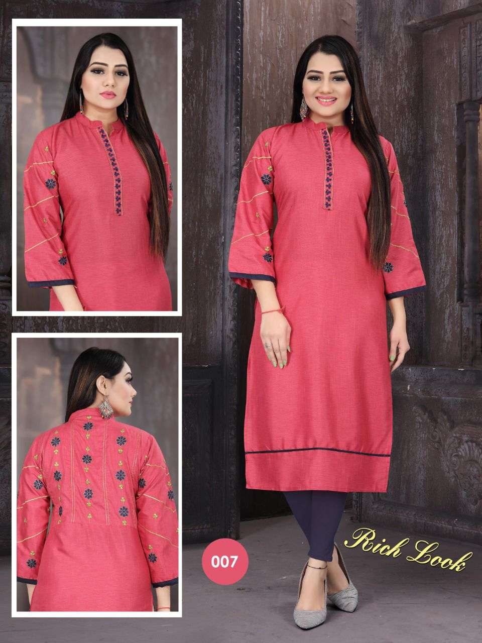 RICH LOOK BY AAGYA 001 TO 008 SERIES DESIGNER STYLISH FANCY COLORFUL BEAUTIFUL PARTY WEAR & ETHNIC WEAR COLLECTION RAYON EMBROIDERY KURTIS AT WHOLESALE PRICE