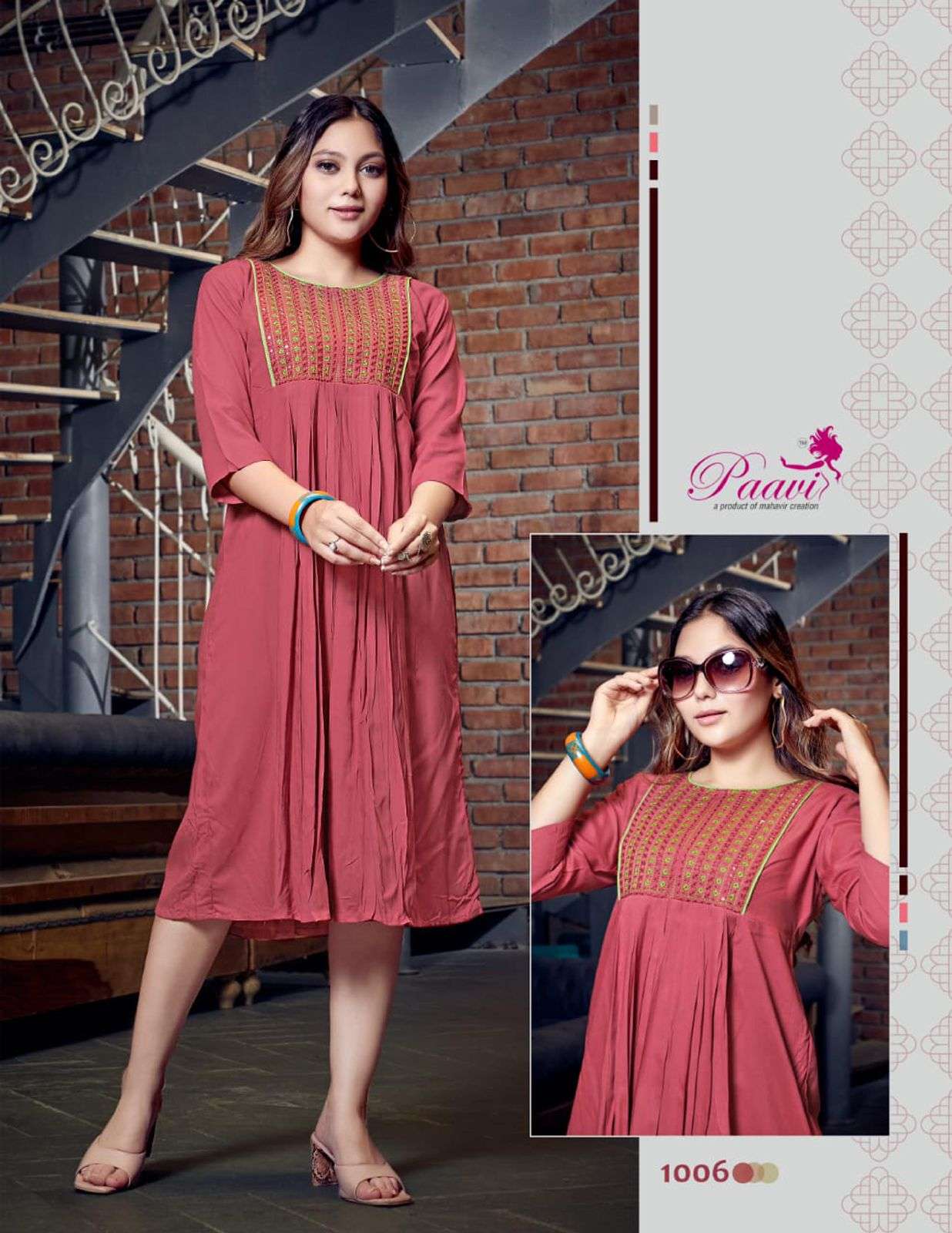 FALAK BY PAAVI 1001 TO 1008 SERIES DESIGNER STYLISH FANCY COLORFUL BEAUTIFUL PARTY WEAR & ETHNIC WEAR COLLECTION RAYON EMBROIDERY KURTIS AT WHOLESALE PRICE