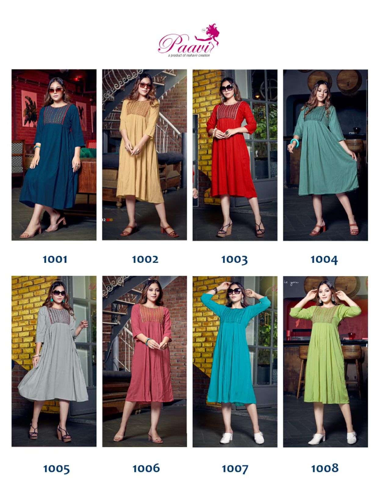 FALAK BY PAAVI 1001 TO 1008 SERIES DESIGNER STYLISH FANCY COLORFUL BEAUTIFUL PARTY WEAR & ETHNIC WEAR COLLECTION RAYON EMBROIDERY KURTIS AT WHOLESALE PRICE