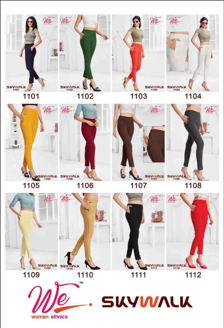 SKYWALK BY WOMEN ETHNICS 1101 TO 1112 SERIES STYLISH FANCY BEAUTIFUL COLORFUL CASUAL WEAR & ETHNIC WEAR SOFT LYCRA JEGGINGS AT WHOLESALE PRICE