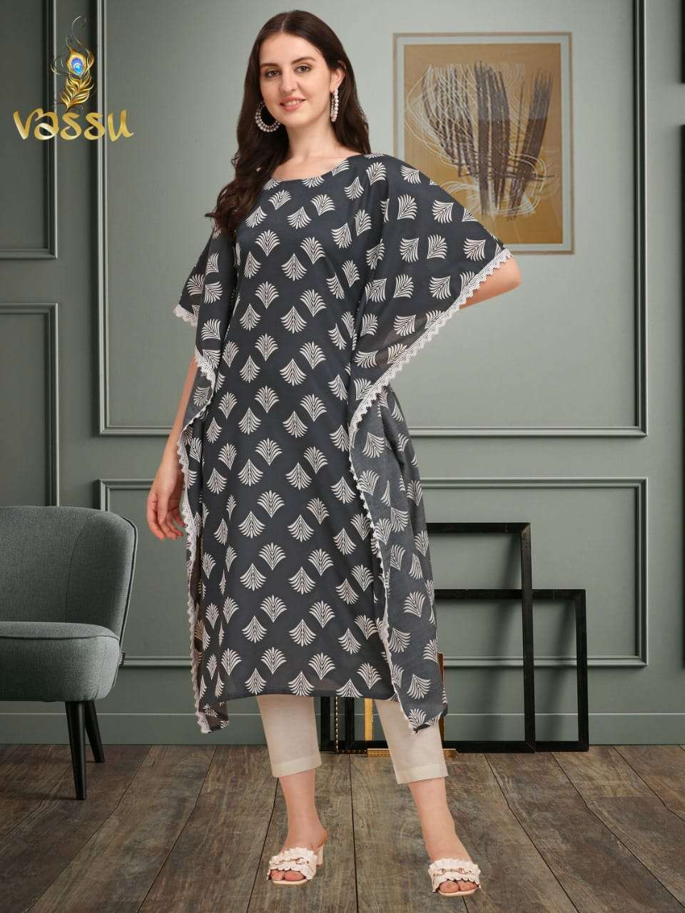 SUZI KAFTAN BY VASSU 01 TO 04 SERIES DESIGNER WEAR COLLECTION BEAUTIFUL STYLISH FANCY COLORFUL PARTY WEAR & OCCASIONAL WEAR COTTON KAFTAN WITH BOTTOM AT WHOLESALE PRICE