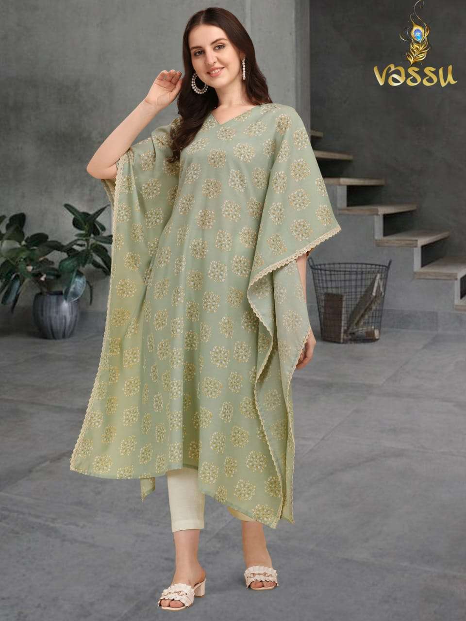 SUZI KAFTAN BY VASSU 01 TO 04 SERIES DESIGNER WEAR COLLECTION BEAUTIFUL STYLISH FANCY COLORFUL PARTY WEAR & OCCASIONAL WEAR COTTON KAFTAN WITH BOTTOM AT WHOLESALE PRICE