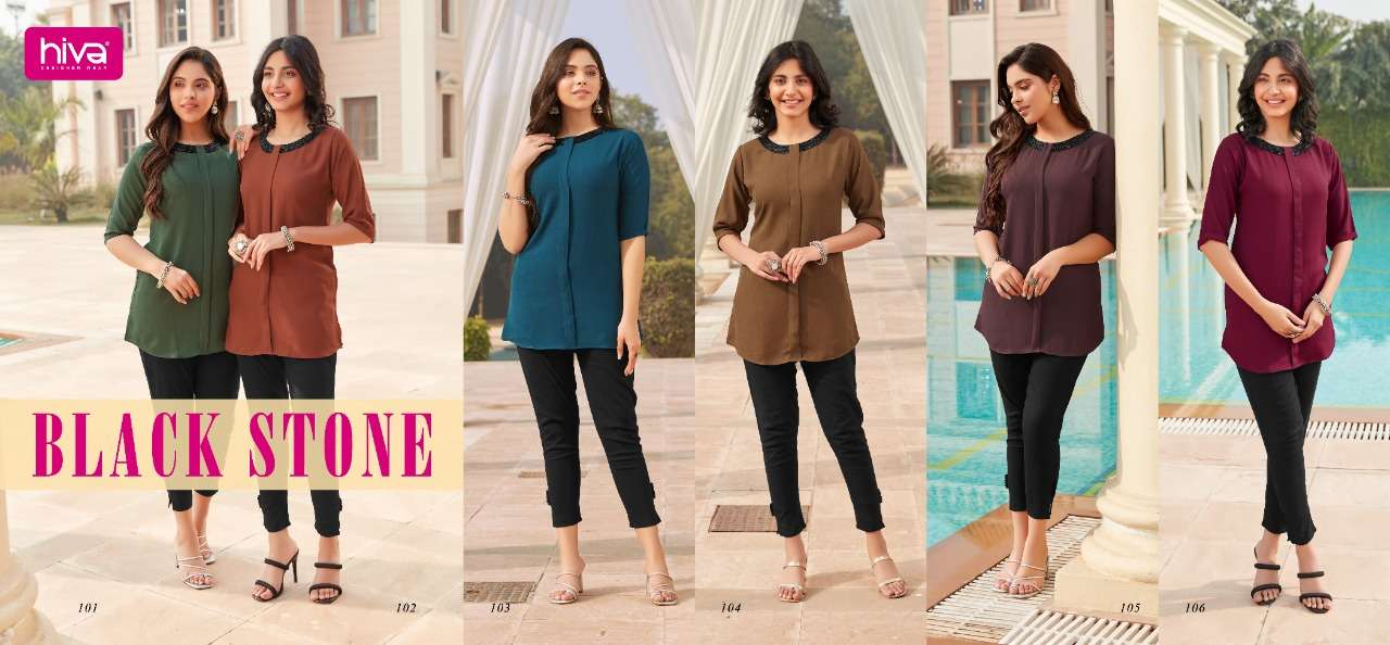 BLACK STONE BY HIVA 101 TO 105 SERIES BEAUTIFUL STYLISH FANCY COLORFUL CASUAL WEAR & ETHNIC WEAR FANCY TOPS AT WHOLESALE PRICE