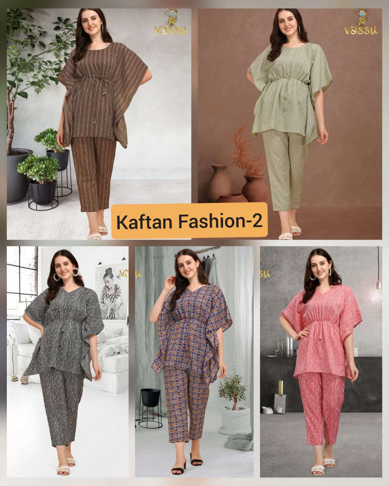KAFTAN FASHION VOL-2 BY VASSU 201 TO 205 SERIES DESIGNER WEAR COLLECTION BEAUTIFUL STYLISH FANCY COLORFUL PARTY WEAR & OCCASIONAL WEAR COTTON KAFTAN WITH BOTTOM AT WHOLESALE PRICE