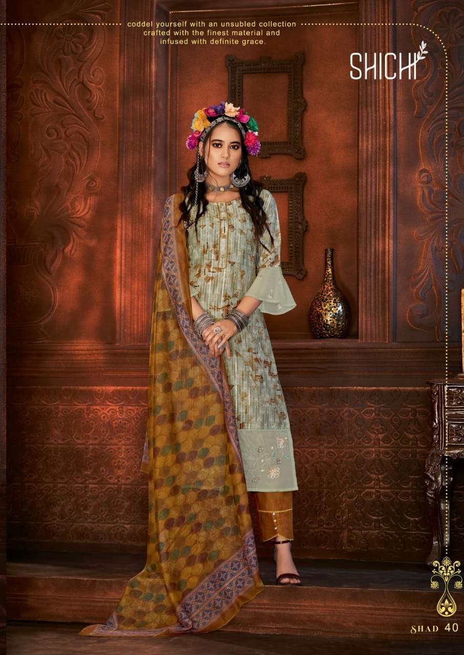 ADAA BY SHICHI 37 TO 42 SERIES BEAUTIFUL SUITS COLORFUL STYLISH FANCY CASUAL WEAR & ETHNIC WEAR POLYSTER LUREX PRINT DRESSES AT WHOLESALE PRICE