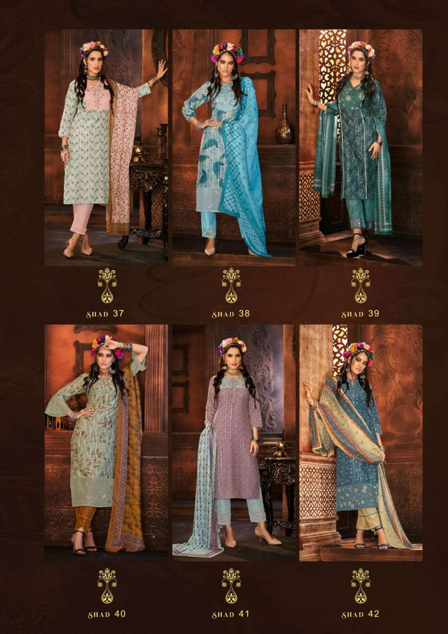 ADAA BY SHICHI 37 TO 42 SERIES BEAUTIFUL SUITS COLORFUL STYLISH FANCY CASUAL WEAR & ETHNIC WEAR POLYSTER LUREX PRINT DRESSES AT WHOLESALE PRICE