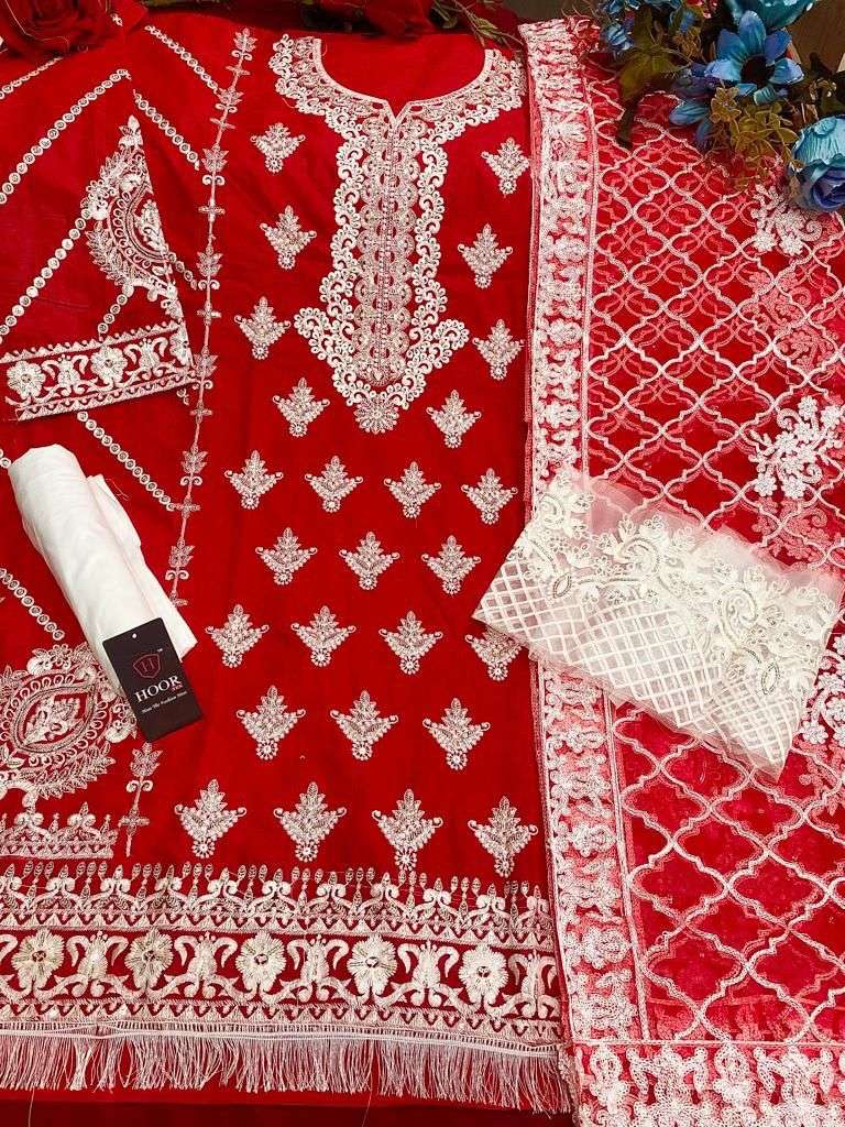 HOOR TEX 21018 COLOURS BY HOOR TEX 21018 TO 21018-E SERIES DESIGNER ANARKALI SUITS COLLECTION BEAUTIFUL STYLISH FANCY COLORFUL PARTY WEAR & OCCASIONAL WEAR HEAVY COTTON EMBROIDERED DRESSES AT WHOLESALE PRICE