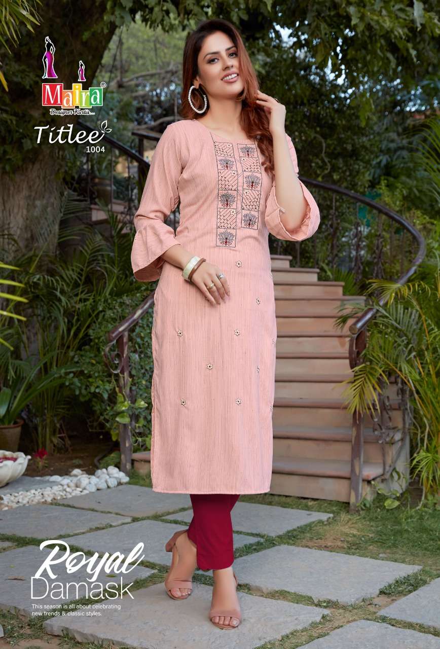 TITLEE BY MAIRA 1001 TO 1008 SERIES DESIGNER STYLISH FANCY COLORFUL BEAUTIFUL PARTY WEAR & ETHNIC WEAR COLLECTION HEAVY SILK EMBROIDERY KURTIS AT WHOLESALE PRICE