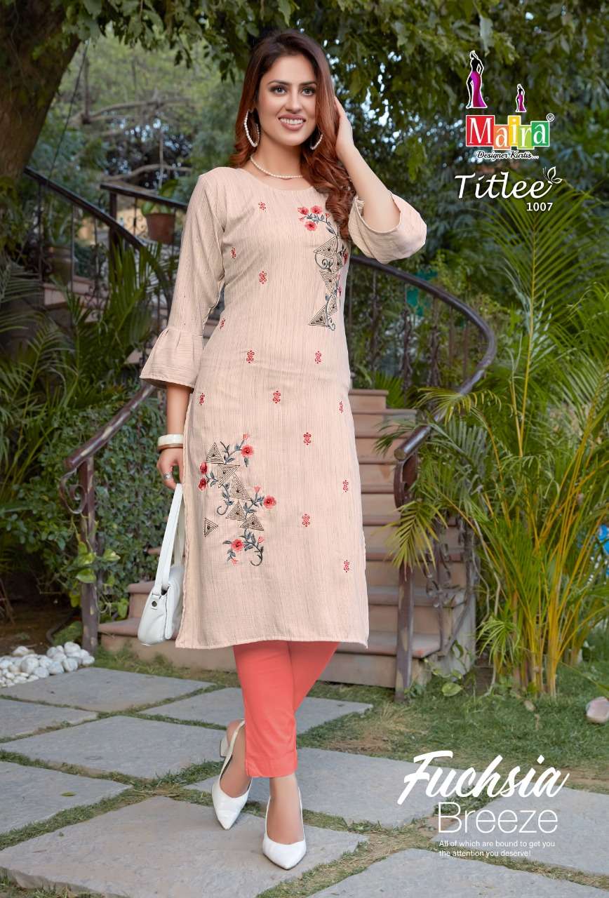 TITLEE BY MAIRA 1001 TO 1008 SERIES DESIGNER STYLISH FANCY COLORFUL BEAUTIFUL PARTY WEAR & ETHNIC WEAR COLLECTION HEAVY SILK EMBROIDERY KURTIS AT WHOLESALE PRICE