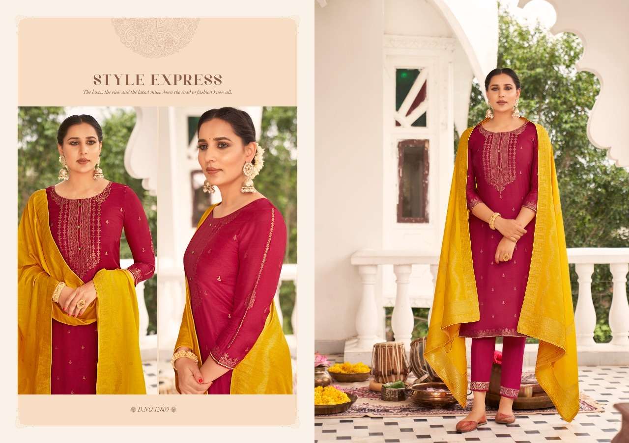 KAMLEE BY KIVI 12807 TO 12812 SERIES BEAUTIFUL SUITS COLORFUL STYLISH FANCY CASUAL WEAR & ETHNIC WEAR PURE JACQUARD DRESSES AT WHOLESALE PRICE