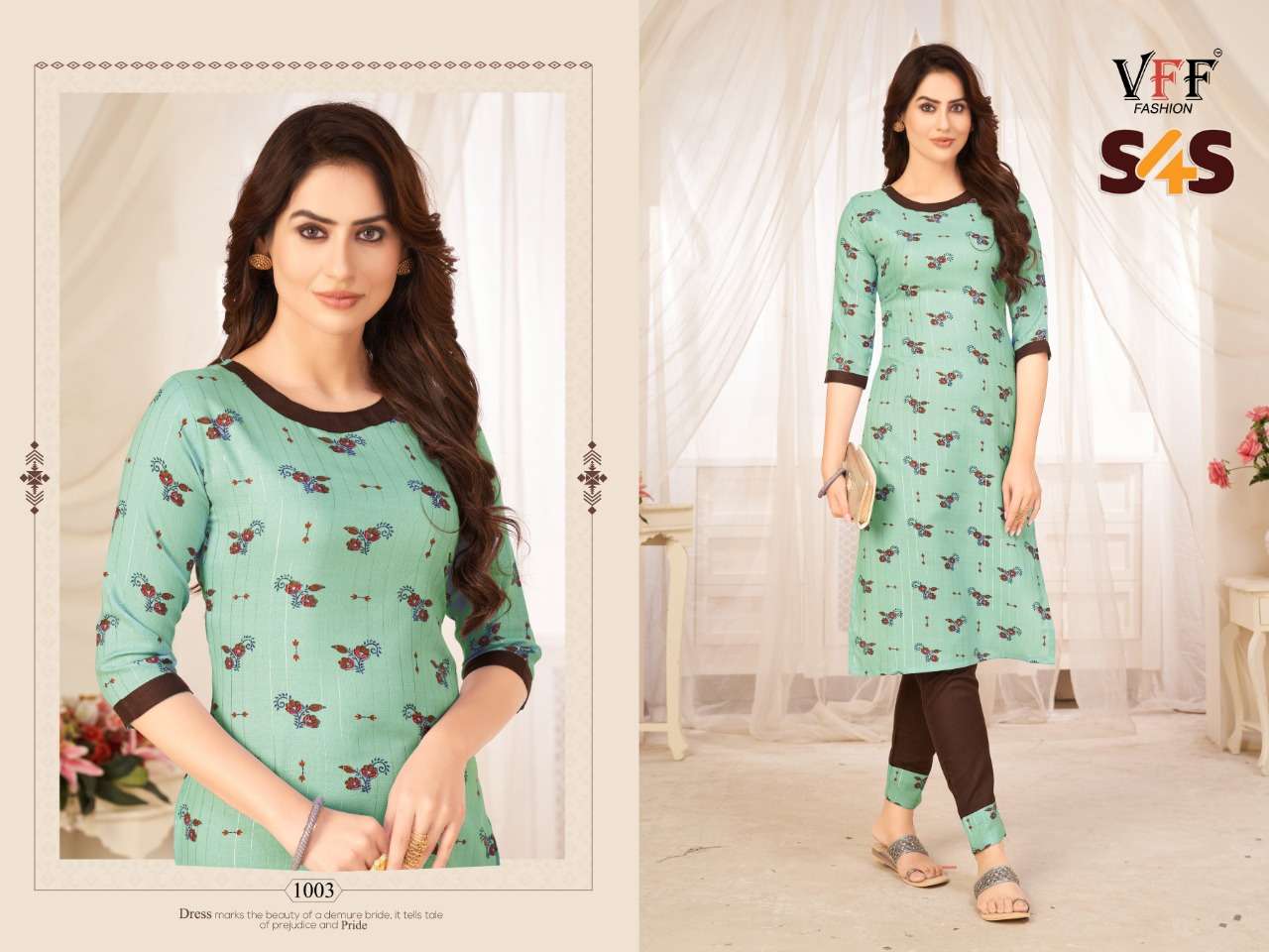 S4S BY VFF 1001 TO 1004 SERIES DESIGNER STYLISH FANCY COLORFUL BEAUTIFUL PARTY WEAR & ETHNIC WEAR COLLECTION COTTON PRINT KURTIS AT WHOLESALE PRICE