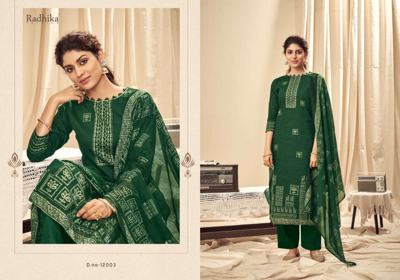 KIYARA BY AZARA 12001 TO 12008 SERIES BEAUTIFUL STYLISH SUITS FANCY COLORFUL CASUAL WEAR & ETHNIC WEAR & READY TO WEAR JAM COTTON PRINTED DRESSES AT WHOLESALE PRICE