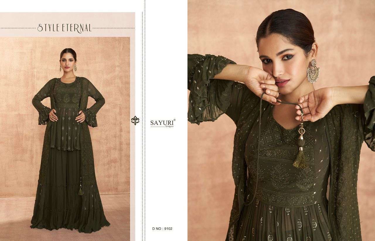 Attires By Sayuri 9101 To 9104 Series Designer Stylish Fancy Colorful Beautiful Party Wear & Ethnic Wear Collection Real Georgette Kurtis With Bottom At Wholesale Price