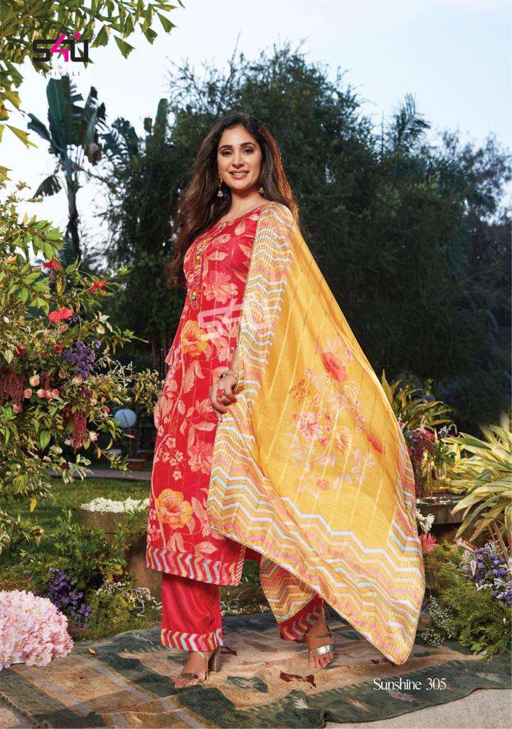 SUNSHINE VOL-3 BY S4U FASHION 301 TO 306 SERIES BEAUTIFUL SUITS COLORFUL STYLISH FANCY CASUAL WEAR & ETHNIC WEAR SILK DRESSES AT WHOLESALE PRICE