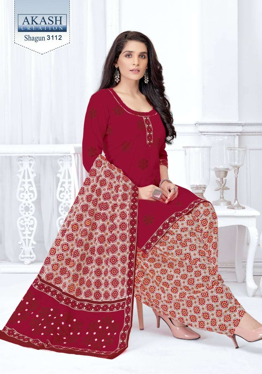 SHAGUN VOL-31 BY AKASH CREATION 3101 TO 3125 SERIES BEAUTIFUL SUITS COLORFUL STYLISH FANCY CASUAL WEAR & ETHNIC WEAR PURE COTTON DRESSES AT WHOLESALE PRICE