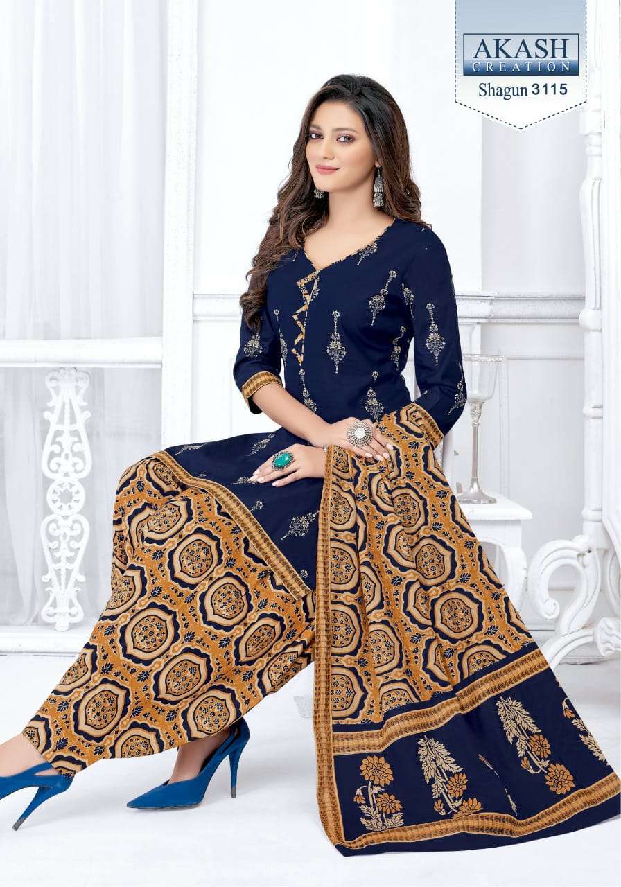 SHAGUN VOL-31 BY AKASH CREATION 3101 TO 3125 SERIES BEAUTIFUL SUITS COLORFUL STYLISH FANCY CASUAL WEAR & ETHNIC WEAR PURE COTTON DRESSES AT WHOLESALE PRICE