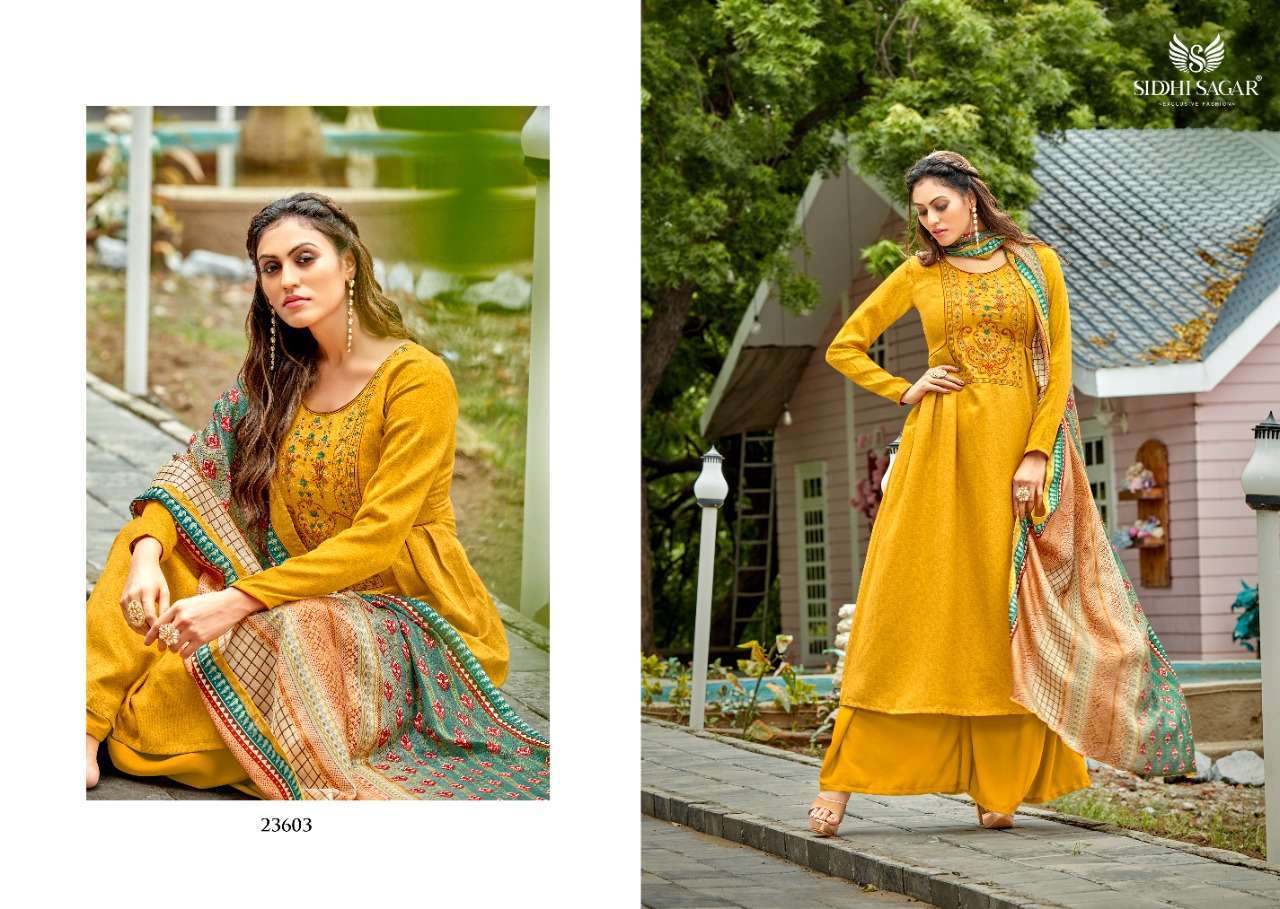 BELLE BY SIDDHI SAGAR 23601 TO 23608 SERIES BEAUTIFUL STYLISH SUITS FANCY COLORFUL CASUAL WEAR & ETHNIC WEAR & READY TO WEAR PURE PASHMINA PRINTED DRESSES AT WHOLESALE PRICE