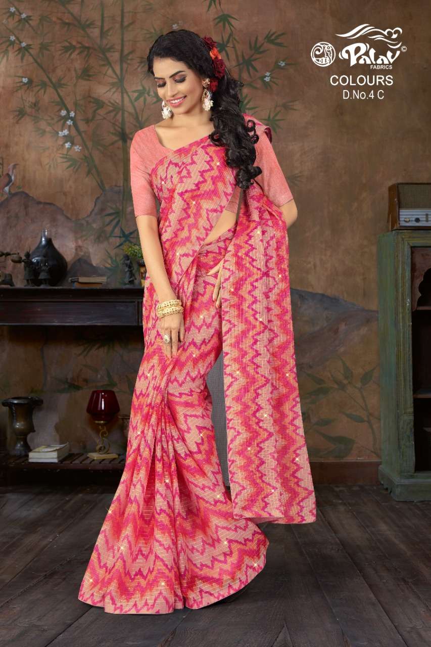 COLOURS BY PALAV INDIAN TRADITIONAL WEAR COLLECTION BEAUTIFUL STYLISH FANCY COLORFUL PARTY WEAR & OCCASIONAL WEAR GEORGETTE SAREES AT WHOLESALE PRICE