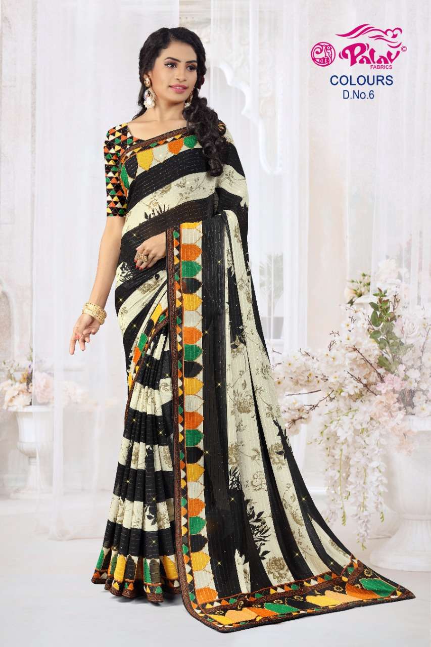 COLOURS BY PALAV INDIAN TRADITIONAL WEAR COLLECTION BEAUTIFUL STYLISH FANCY COLORFUL PARTY WEAR & OCCASIONAL WEAR GEORGETTE SAREES AT WHOLESALE PRICE