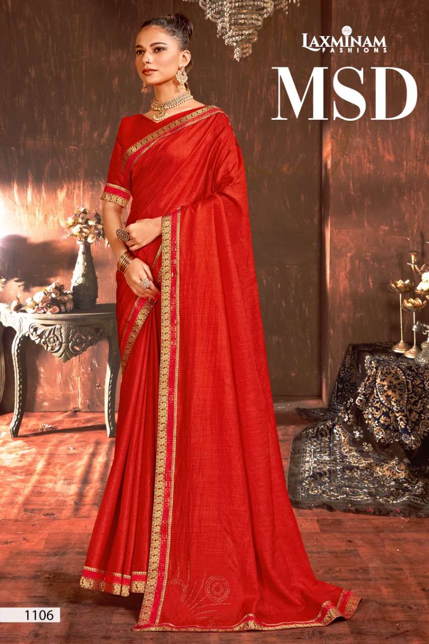 MSD BY LAXINAM 1105 TO 1112 SERIES INDIAN TRADITIONAL WEAR COLLECTION BEAUTIFUL STYLISH FANCY COLORFUL PARTY WEAR & OCCASIONAL WEAR CHINNON SAREES AT WHOLESALE PRICE