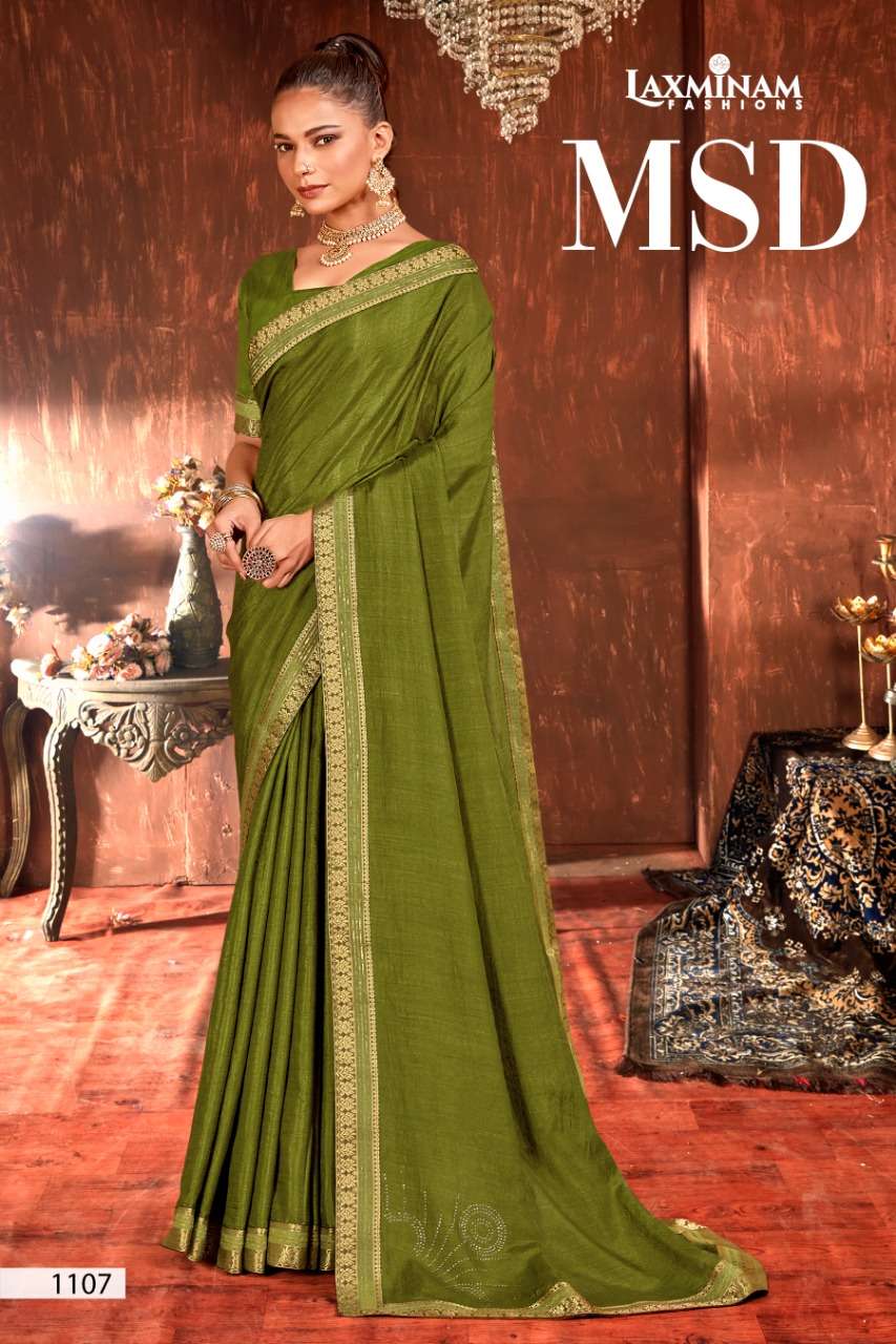 MSD BY LAXINAM 1105 TO 1112 SERIES INDIAN TRADITIONAL WEAR COLLECTION BEAUTIFUL STYLISH FANCY COLORFUL PARTY WEAR & OCCASIONAL WEAR CHINNON SAREES AT WHOLESALE PRICE