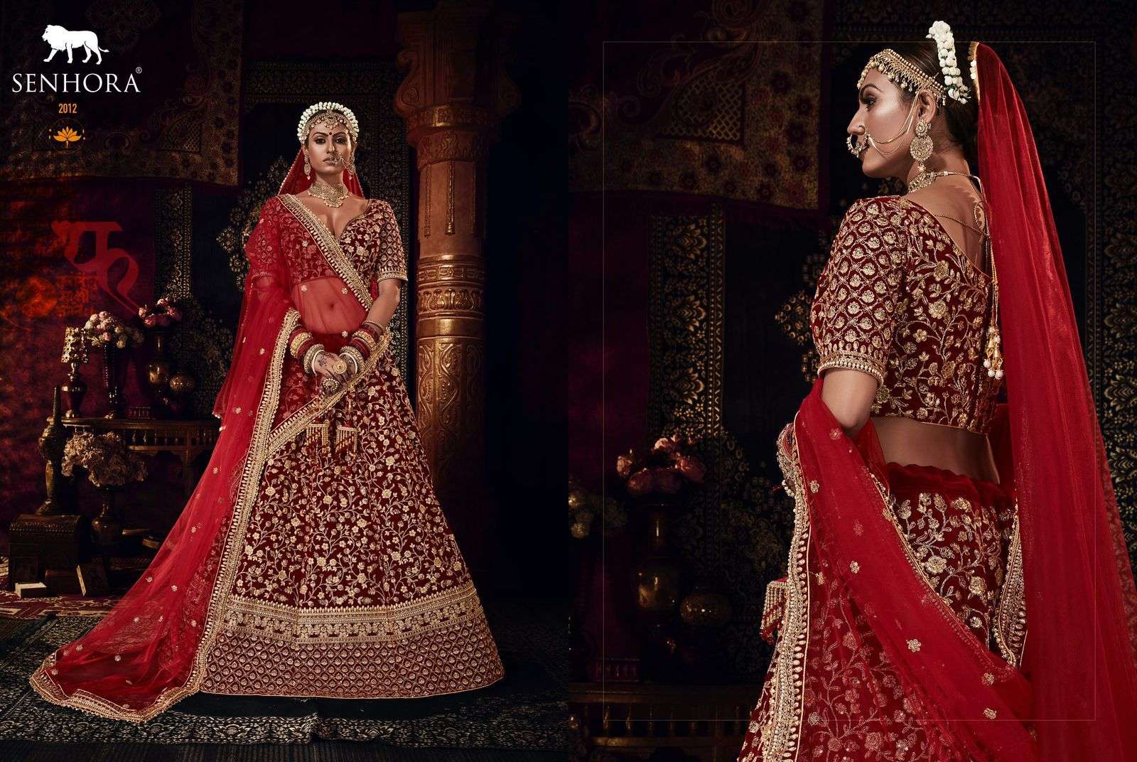 HERITAGE VOL-4 BY SENHORA DRESSES 2009 TO 2012 SERIES BEAUTIFUL COLORFUL FANCY WEDDING COLLECTION OCCASIONAL WEAR & PARTY WEAR NET EMBROIDERY LEHENGAS AT WHOLESALE PRICE