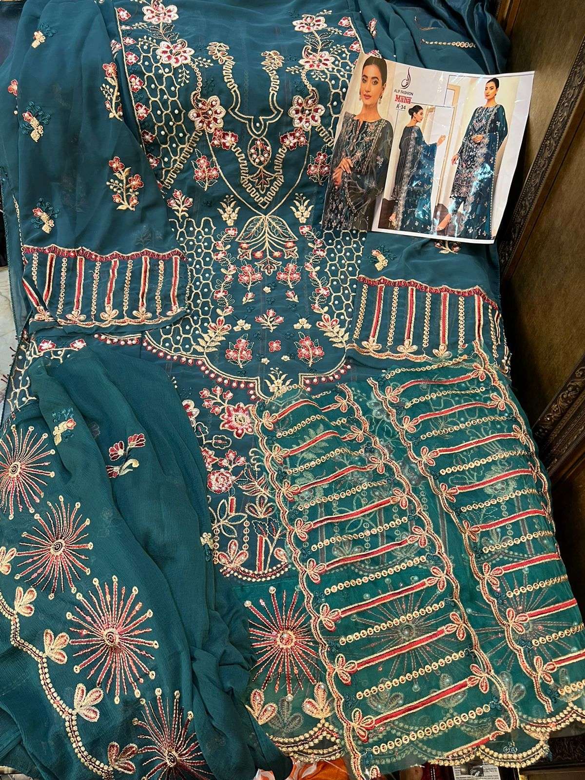 MAHA BY ALIF FASHION BEAUTIFUL PAKISTANI SUITS STYLISH COLORFUL FANCY CASUAL WEAR & ETHNIC WEAR FAUX GEORGETTE EMBROIDERED DRESSES AT WHOLESALE PRICE