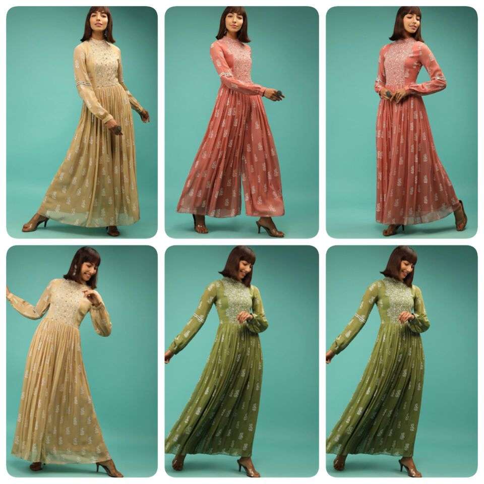 JUMP SUIT VOL-3 BY KAAMIRI 01 TO 03 SERIES BEAUTIFUL COLOURFUL STYLISH DESIGNER PRINTED CASUAL WEAR READY TO WEAR FAUX GEORGETTE WITH EMBROIDERY TUNIC AT WHOLESALE PRICE
