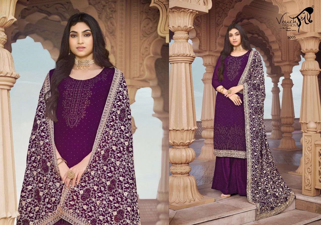 Naari Vol-6 By Vouche 6001 To 6006 Series Designer Sharara Suits Collection Beautiful Stylish Colorful Fancy Party Wear & Occasional Wear Georgette Dresses At Wholesale Price