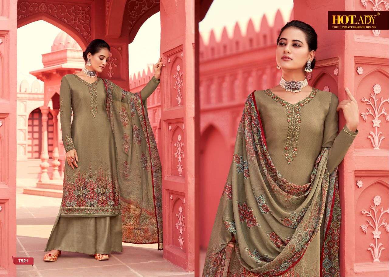 KASTURI BY HOT LADY 7521 TO 7528 SERIES BEAUTIFUL STYLISH SHARARA SUITS FANCY COLORFUL CASUAL WEAR & ETHNIC WEAR & READY TO WEAR CREPE DIGITAL PRINT DRESSES AT WHOLESALE PRICE