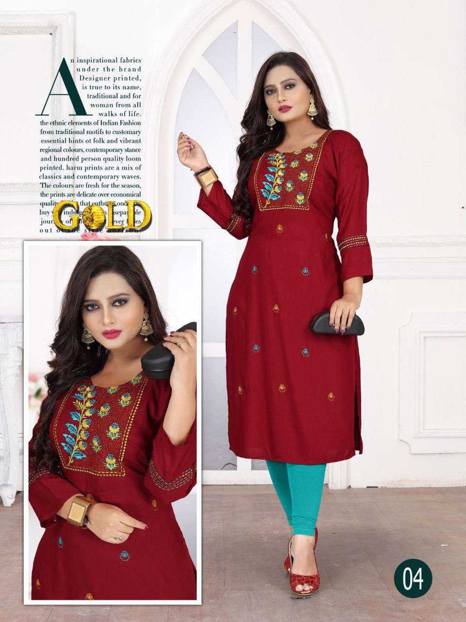 GOLD VOL-4 BY AAGYA 01 TO 08 SERIES DESIGNER STYLISH FANCY COLORFUL BEAUTIFUL PARTY WEAR & ETHNIC WEAR COLLECTION RAYON EMBROIDERY KURTIS AT WHOLESALE PRICE