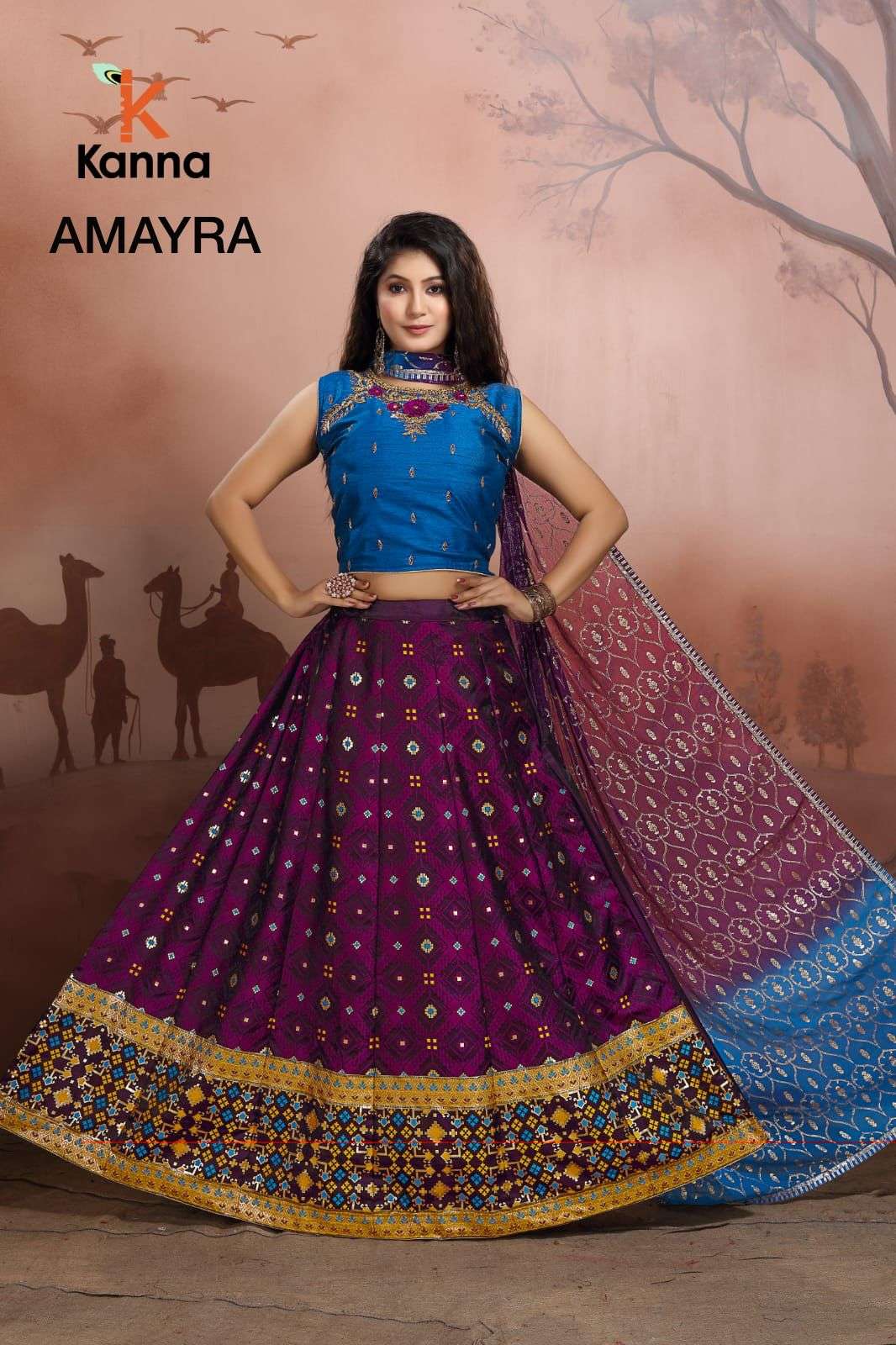 AMAYRA BY KANNA 01 TO 11 SERIES DESIGNER BEAUTIFUL NAVRATRI COLLECTION OCCASIONAL WEAR & PARTY WEAR JACQYARD LEHENGAS AT WHOLESALE PRICE