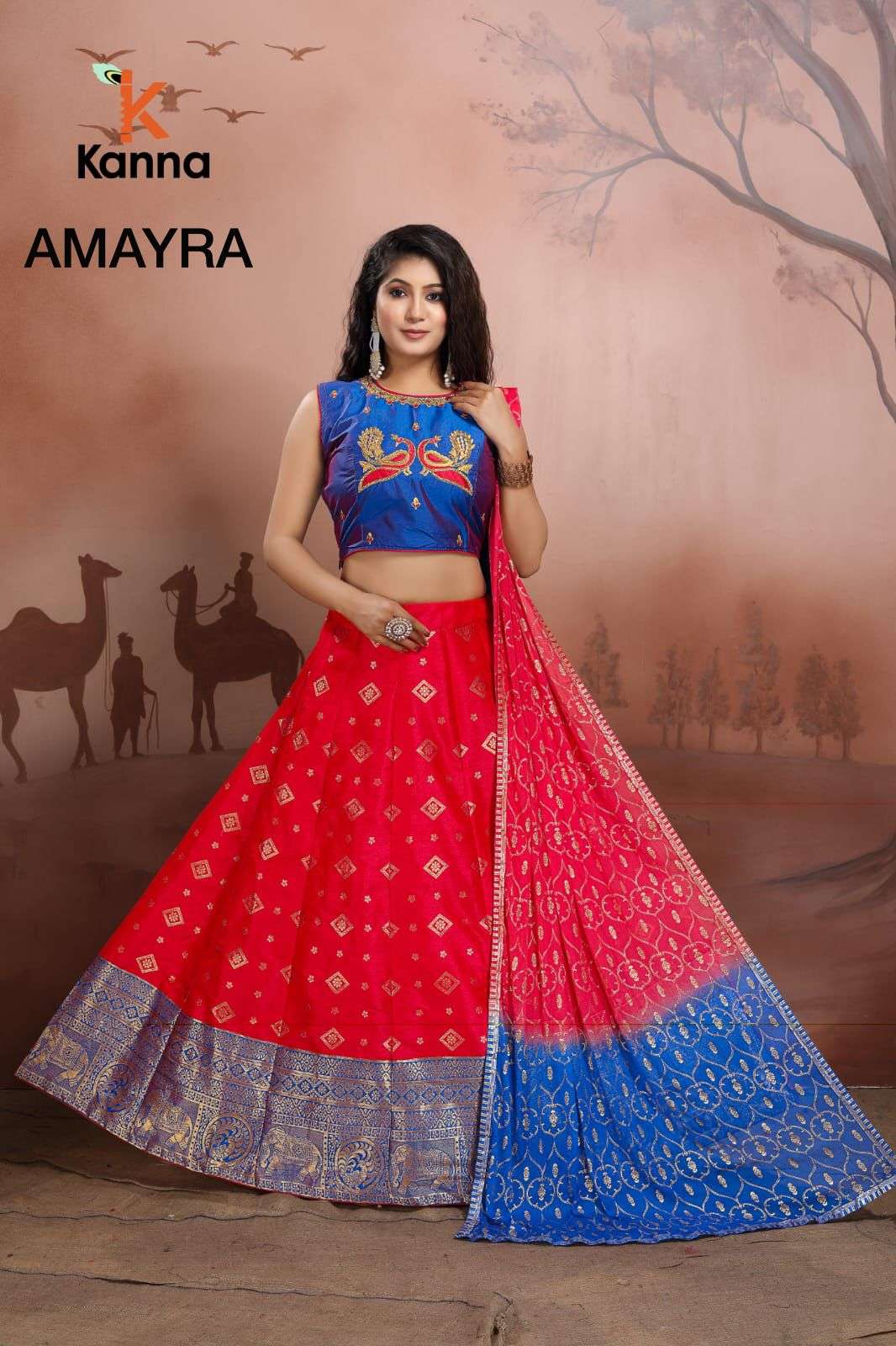 AMAYRA BY KANNA 01 TO 11 SERIES DESIGNER BEAUTIFUL NAVRATRI COLLECTION OCCASIONAL WEAR & PARTY WEAR JACQYARD LEHENGAS AT WHOLESALE PRICE