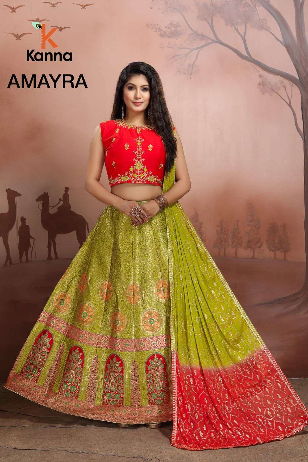 AMAYRA BY KANNA 01 TO 11 SERIES DESIGNER BEAUTIFUL NAVRATRI COLLECTION OCCASIONAL WEAR & PARTY WEAR JACQYARD LEHENGAS AT WHOLESALE PRICE