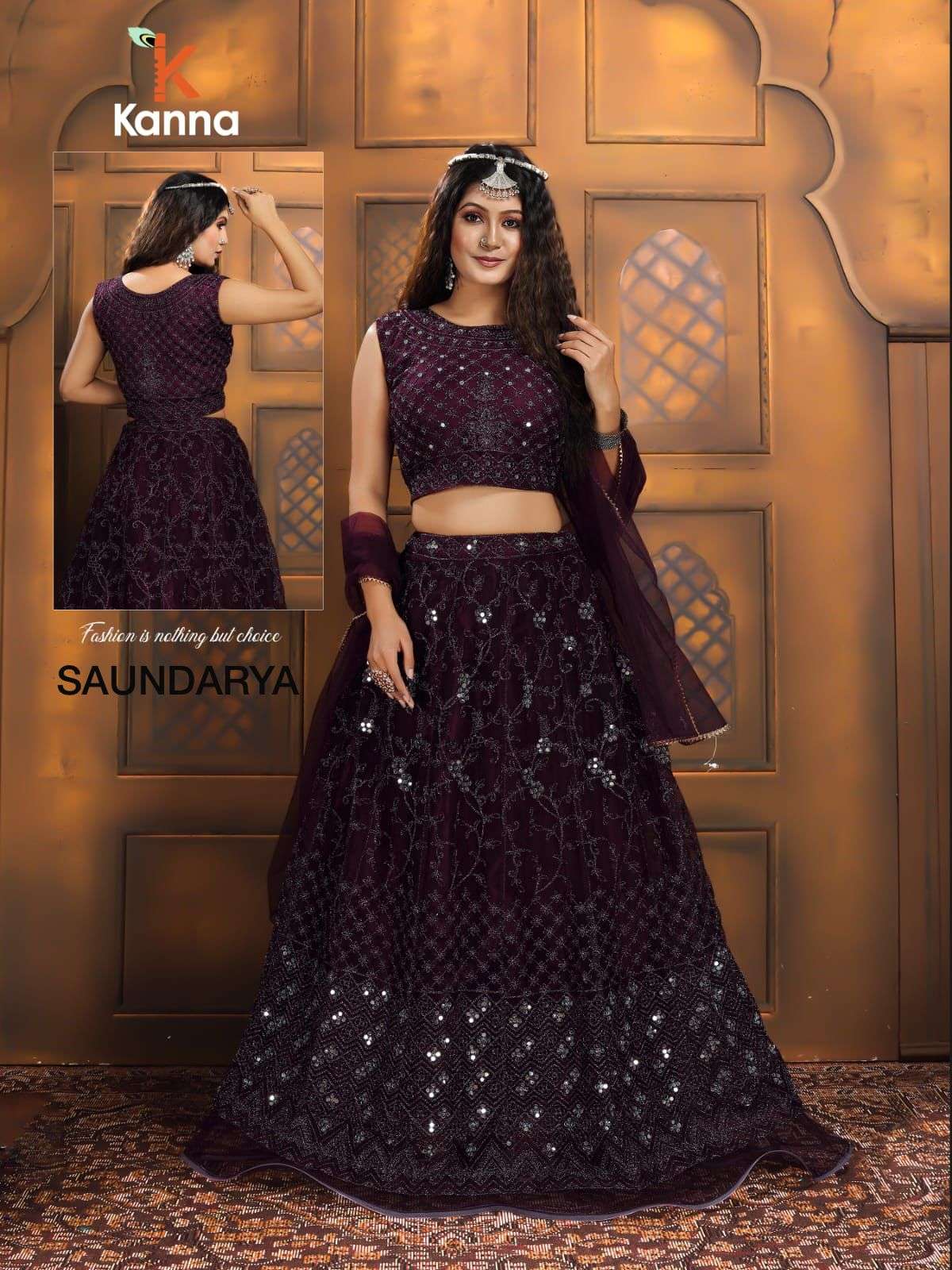 SAUNDARYA BY KANNA 01 TO 06 SERIES DESIGNER BEAUTIFUL NAVRATRI COLLECTION OCCASIONAL WEAR & PARTY WEAR HEAVY NET LEHENGAS AT WHOLESALE PRICE