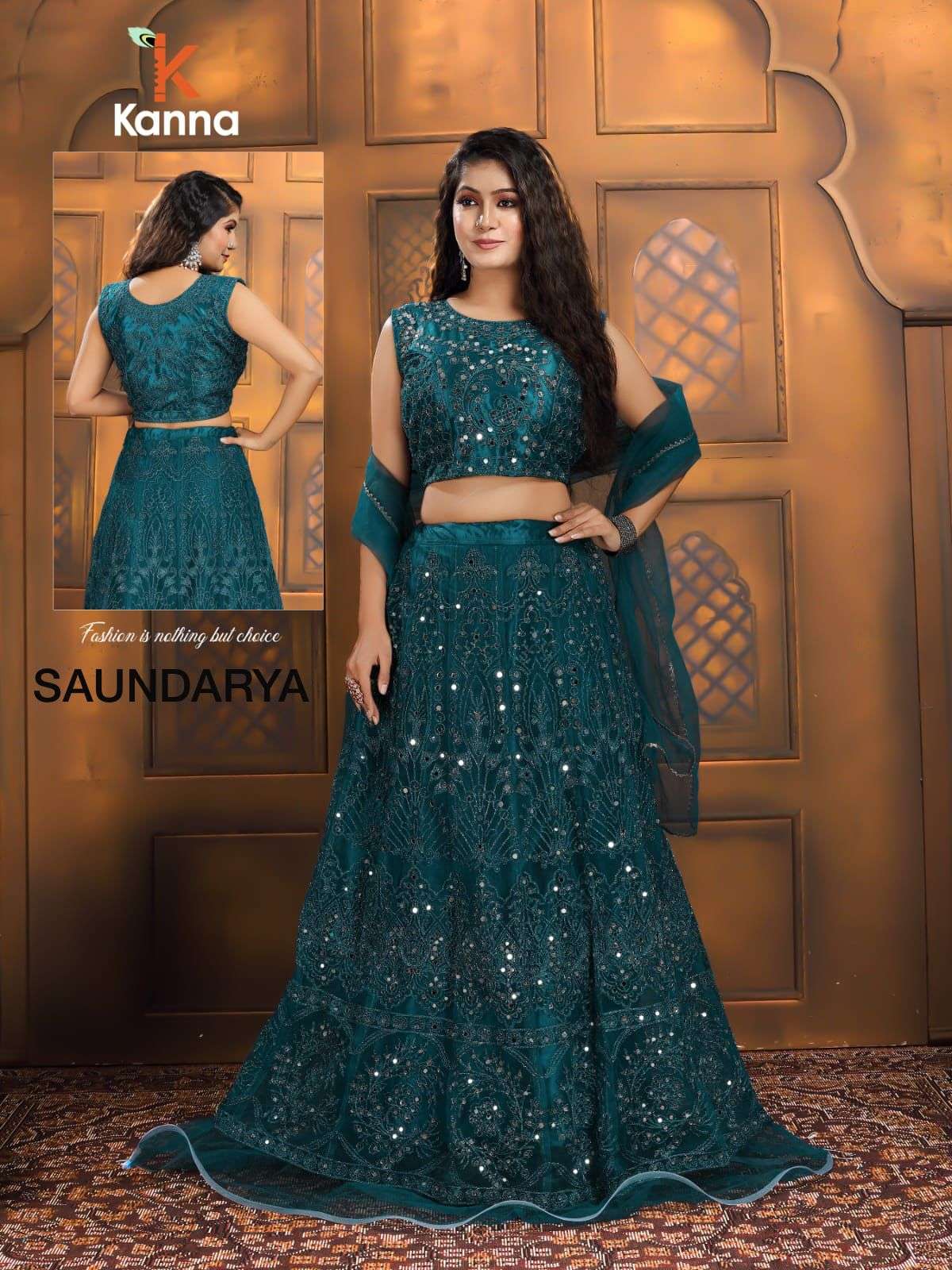 SAUNDARYA BY KANNA 01 TO 06 SERIES DESIGNER BEAUTIFUL NAVRATRI COLLECTION OCCASIONAL WEAR & PARTY WEAR HEAVY NET LEHENGAS AT WHOLESALE PRICE