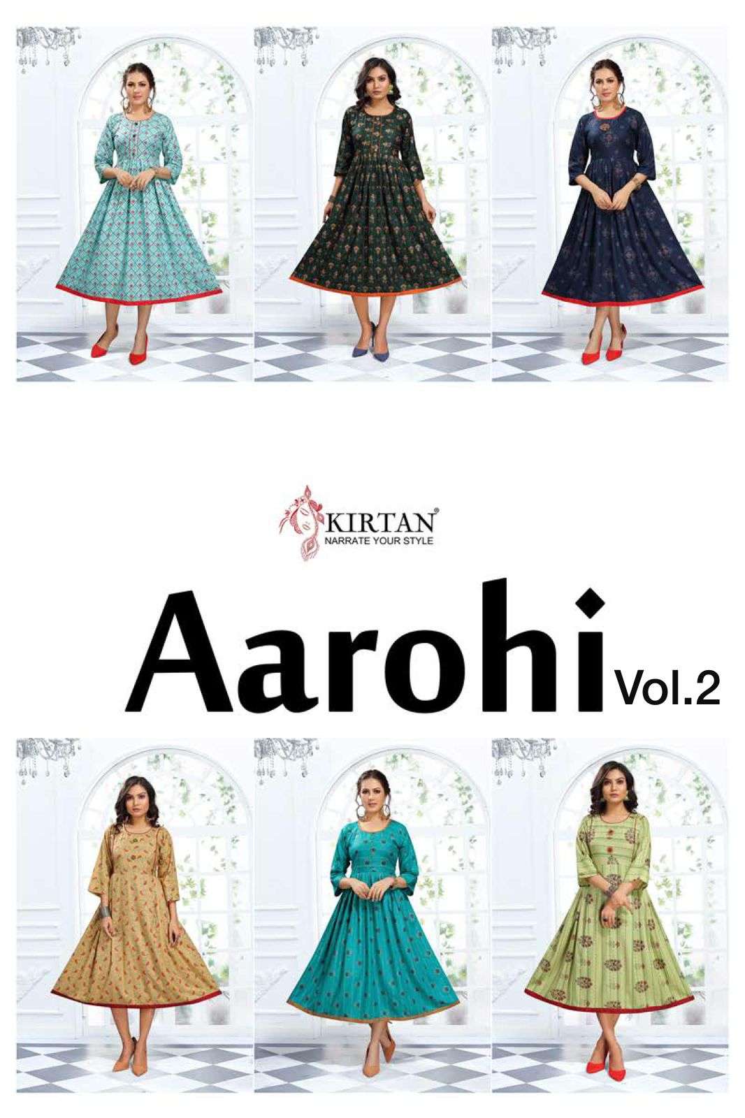 AAROHI VOL-2 BY KIRTAN 1001 TO 1006 SERIES DESIGNER STYLISH FANCY COLORFUL BEAUTIFUL PARTY WEAR & ETHNIC WEAR COLLECTION RAYON PRINT KURTIS AT WHOLESALE PRICE