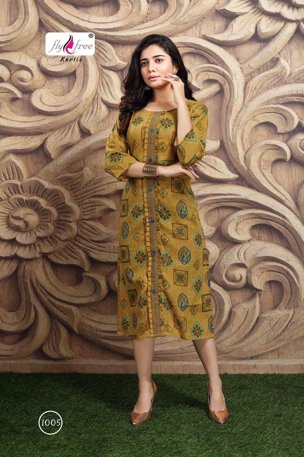 RANJHANA BY FLY FREE 1001 TO 1007 SERIES DESIGNER STYLISH FANCY COLORFUL BEAUTIFUL PARTY WEAR & ETHNIC WEAR COLLECTION COTTON PRINT KURTIS AT WHOLESALE PRICE