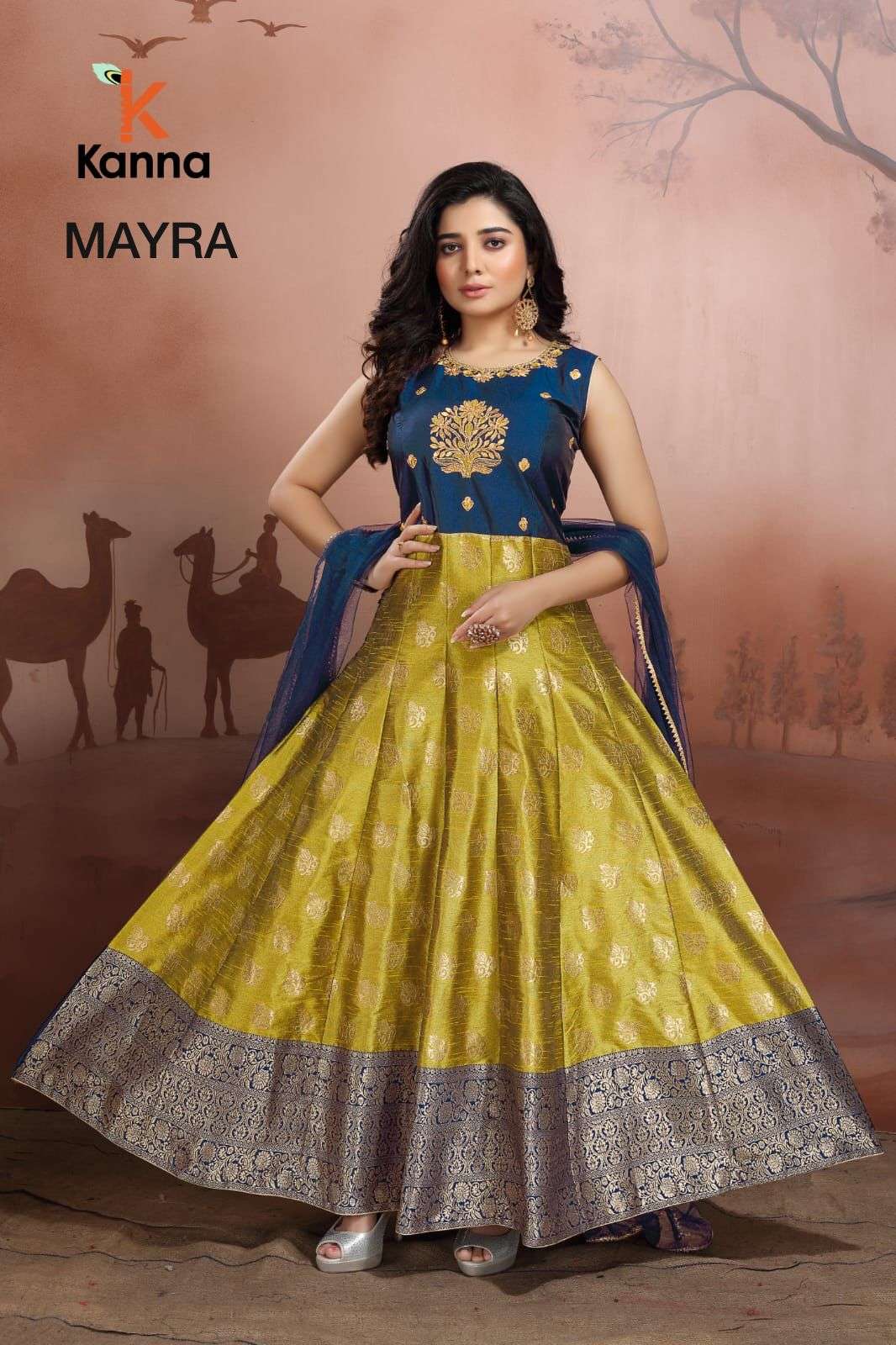 MAYRA BY KANNA 01 TO 08 SERIES DESIGNER STYLISH FANCY COLORFUL BEAUTIFUL PARTY WEAR & ETHNIC WEAR COLLECTION HEAVY JACQUARD GOWNS WITH DUPATTA AT WHOLESALE PRICE