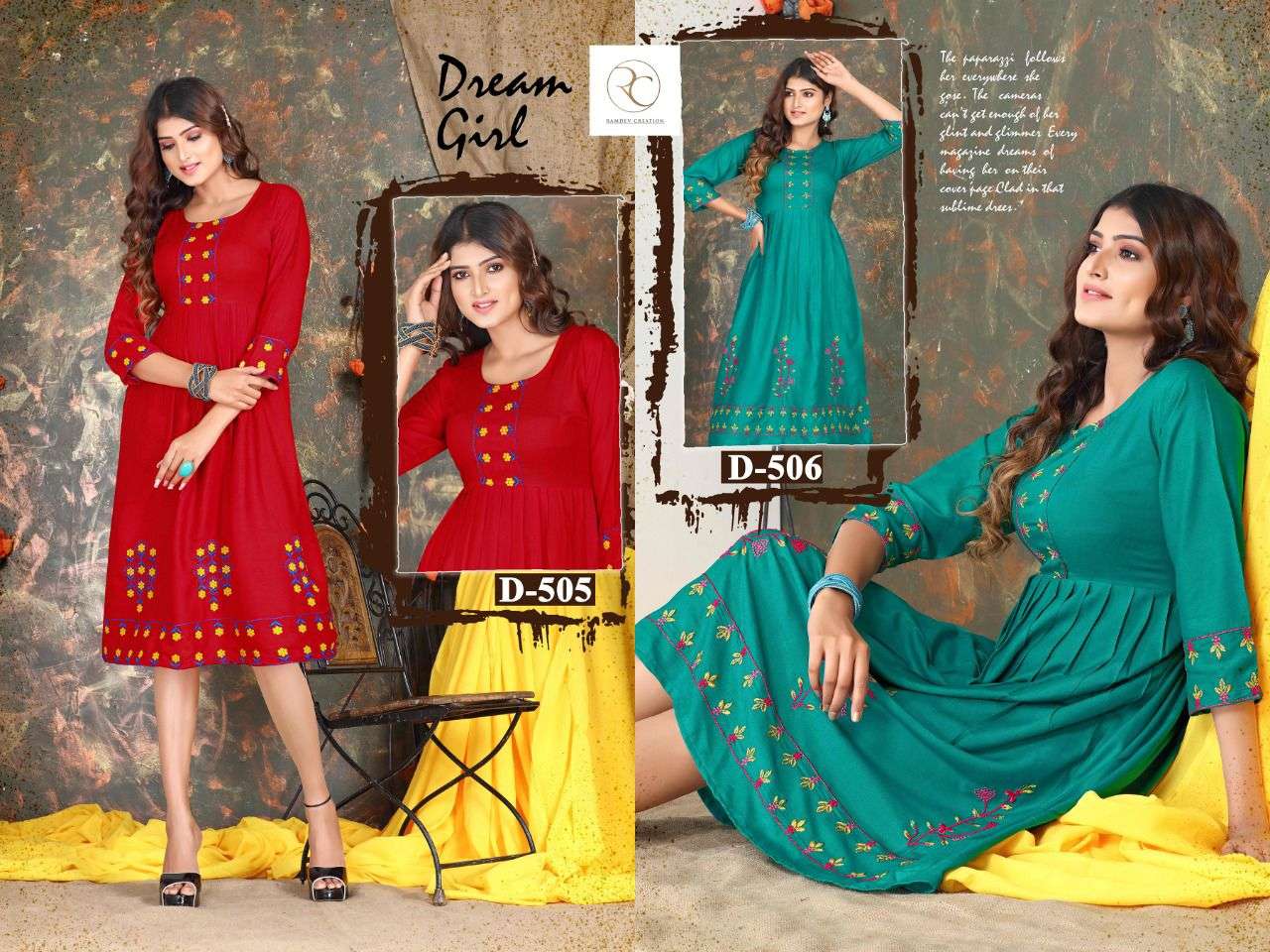 MOMENT BY RC 501 TO 508 SERIES DESIGNER STYLISH FANCY COLORFUL BEAUTIFUL PARTY WEAR & ETHNIC WEAR COLLECTION RAYON EMBROIDERY KURTIS AT WHOLESALE PRICE