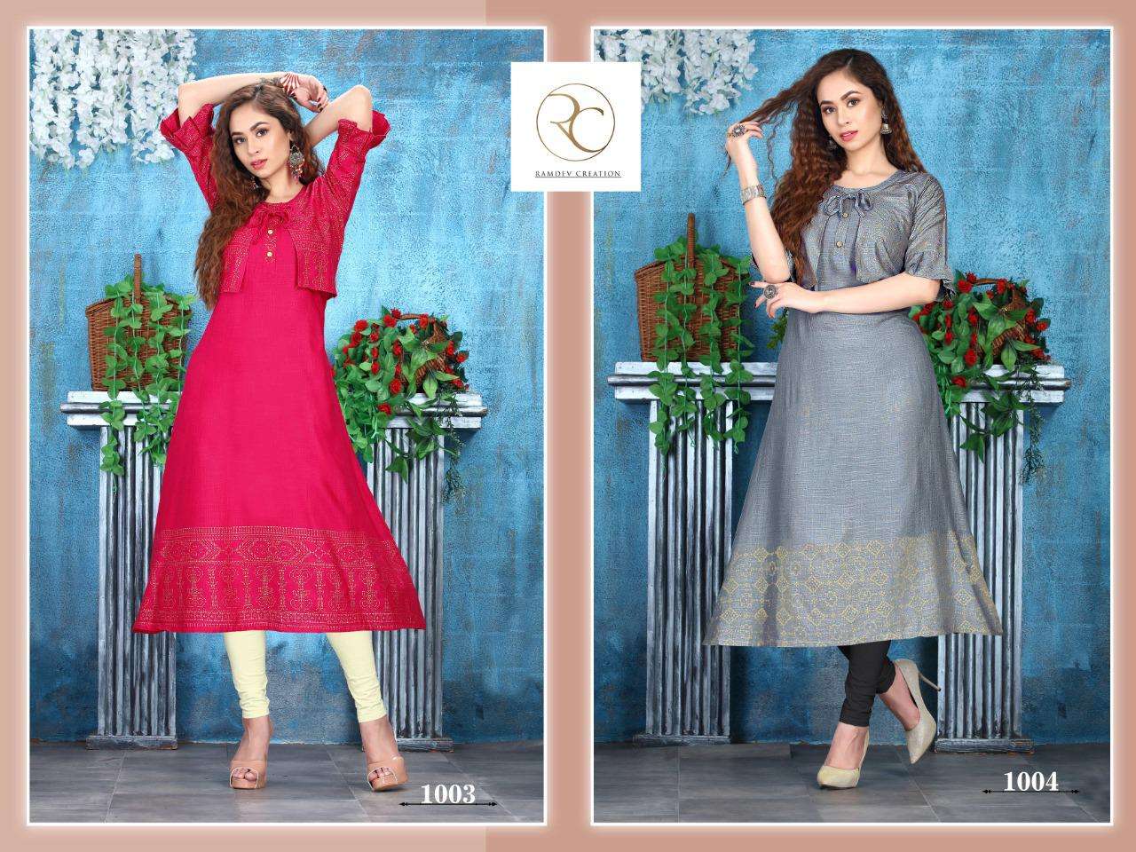 SRIVALI BY RC 1001 TO 1008 SERIES DESIGNER STYLISH FANCY COLORFUL BEAUTIFUL PARTY WEAR & ETHNIC WEAR COLLECTION RAYON SLUB PRINT KURTIS AT WHOLESALE PRICE