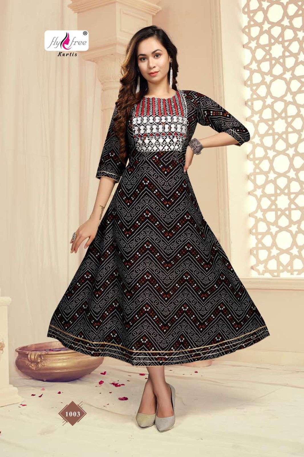 SENORITA BY FLY FREE 1001 TO 1008 SERIES DESIGNER STYLISH FANCY COLORFUL BEAUTIFUL PARTY WEAR & ETHNIC WEAR COLLECTION COTTON PRINT KURTIS AT WHOLESALE PRICE