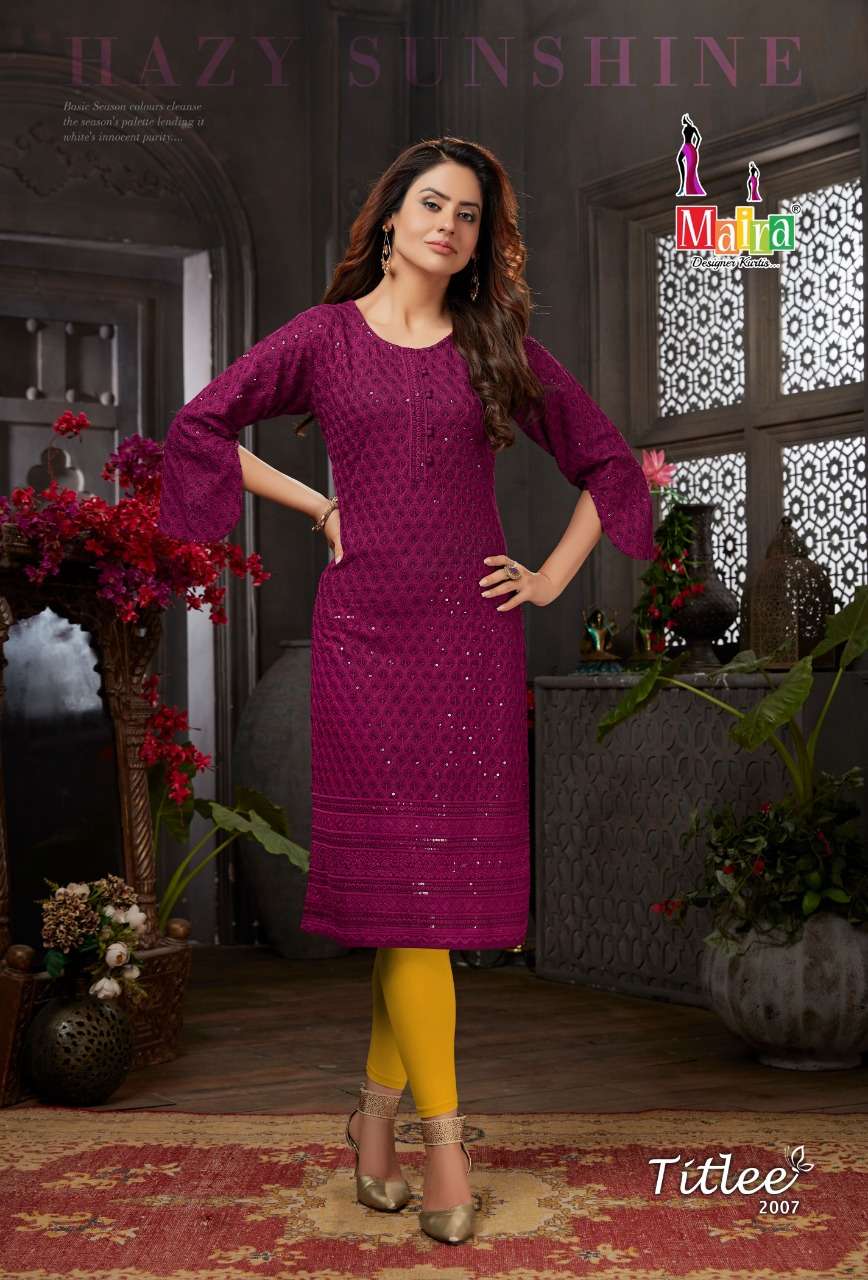 TITLEE VOL-2 BY MAIRA 2001 TO 2008 SERIES DESIGNER STYLISH FANCY COLORFUL BEAUTIFUL PARTY WEAR & ETHNIC WEAR COLLECTION HEAVY RAYON EMBROIDERY KURTIS AT WHOLESALE PRICE