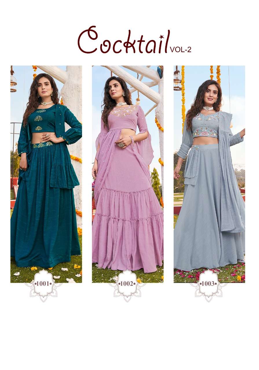 COCKTAIL VOL-2 BY PEHER 1001 TO 1005 SERIES DESIGNER STYLISH FANCY COLORFUL BEAUTIFUL PARTY WEAR & ETHNIC WEAR COLLECTION SLUB SILK TOPS WITH SKIRT AT WHOLESALE PRICE